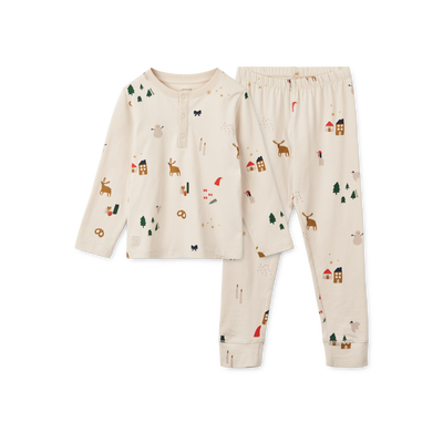Liewood - Weihnachtsset 'Wilhelm Printed Pyjamas Set - Holiday / Sandy'
