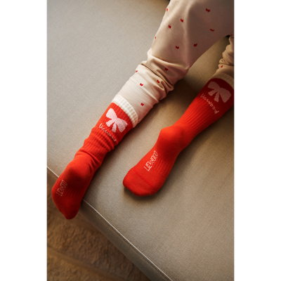 Liewood - Weihnachstsocke 'Annette Socks 2-Pack - Holiday bow apple red / Sandy mix'