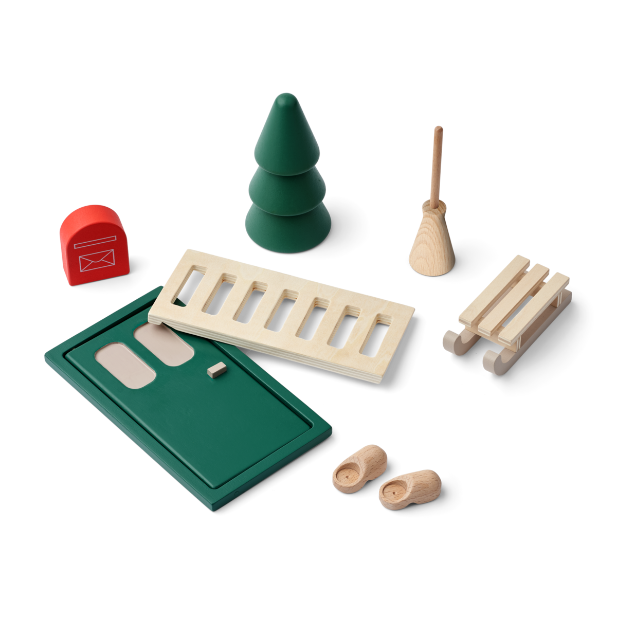 Liewood - Wichteltür mit zubehör aus Holz 'Lena Elf Door - Garden green multi mix'