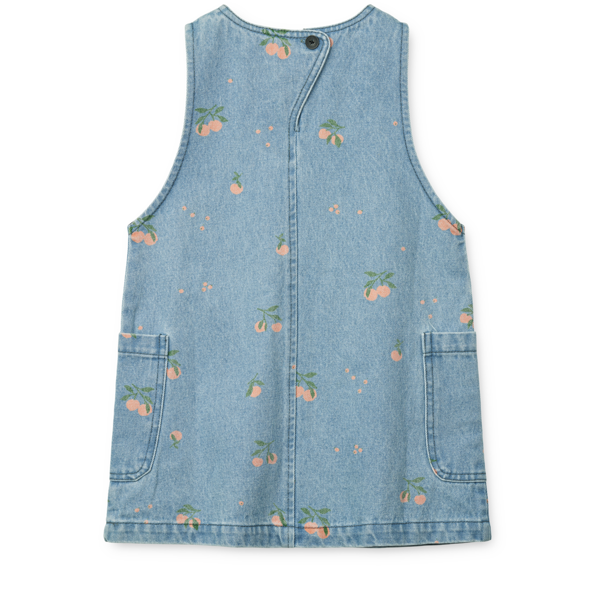 Liewood - Denim Kleid mit Pfirsche 'Angelica Printed Denim Dress - Peach / Light blue denim'