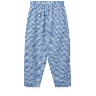 Liewood - Hose 'Borris Check Seersucker Pants - Check Riverside / Crisp white'