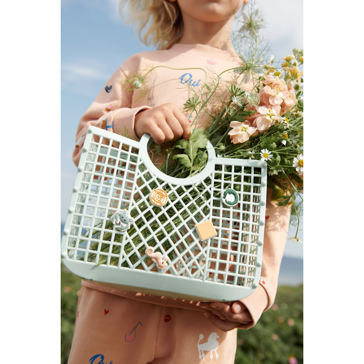 Liewood - Strand Tasche, klein Korb - 'Samantha Basket With Charms - Light Peppermint'