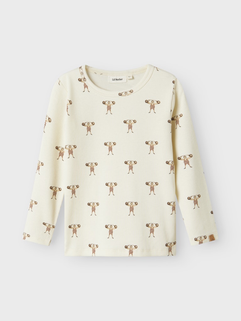 Lil Atelier - Langarmshirt mit Gewichtheber 'NMMLAVO ENK LS SLIM TOP LIL - Turtledove'