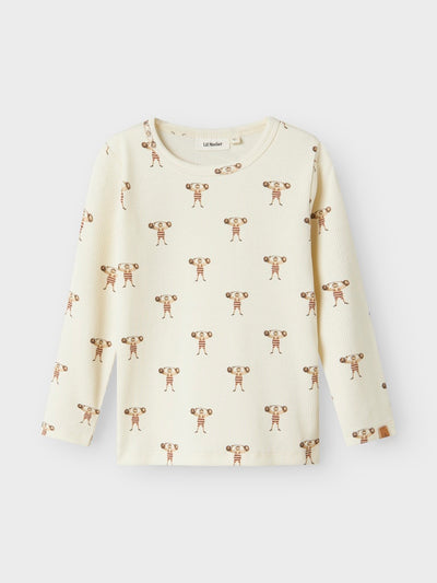 Lil Atelier - Langarmshirt mit Gewichtheber 'NMMLAVO ENK LS SLIM TOP LIL - Turtledove'