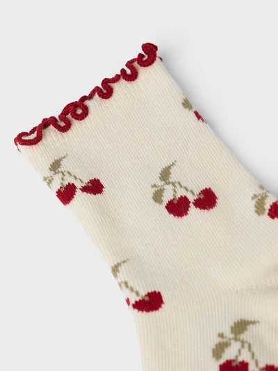 Lil Atelier - Socken mit Kirschen 'NMFDARLENE SOCK LIL - Turtledove/CHERRY'