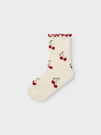 Lil Atelier - Socken mit Kirschen 'NMFDARLENE SOCK LIL - Turtledove/CHERRY'