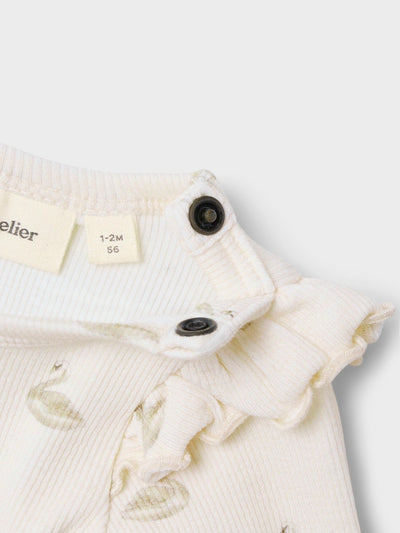 Lil Atelier - Langarm Body mit Schwänen 'NBFGAVO EKO LS SLIM BODY LIL NOOS - Pastel Parchment/SWAN'