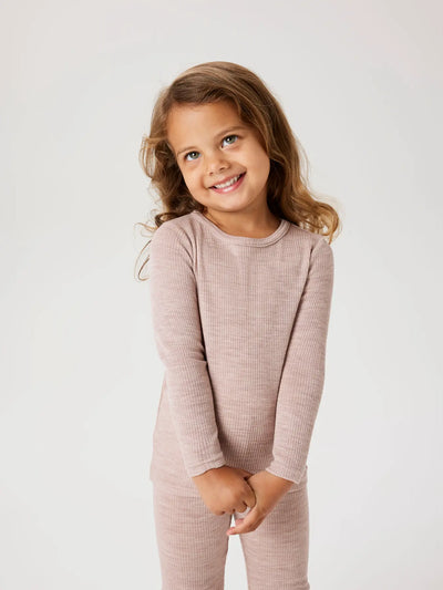 Name it - Shirt 'NMNWAX WOOL RIB LS TOP NOOS - Shadow Gray'