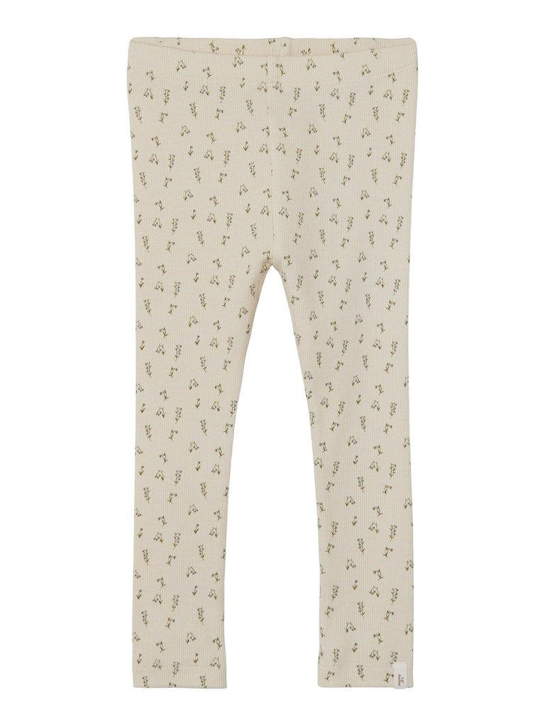 Lil Atelier - Leggings mit Blumen 'NNMFGAGO SLIM LEGGINGS JULY LIL - Whitecap Gray WET WEATHER'