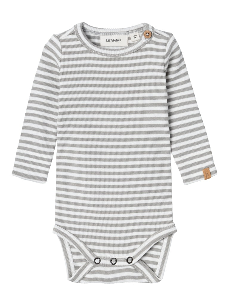 Lil Atelier - Langarmbody 'NBMGAGO LS SLIM BODY LIL NOOS - Limestone'
