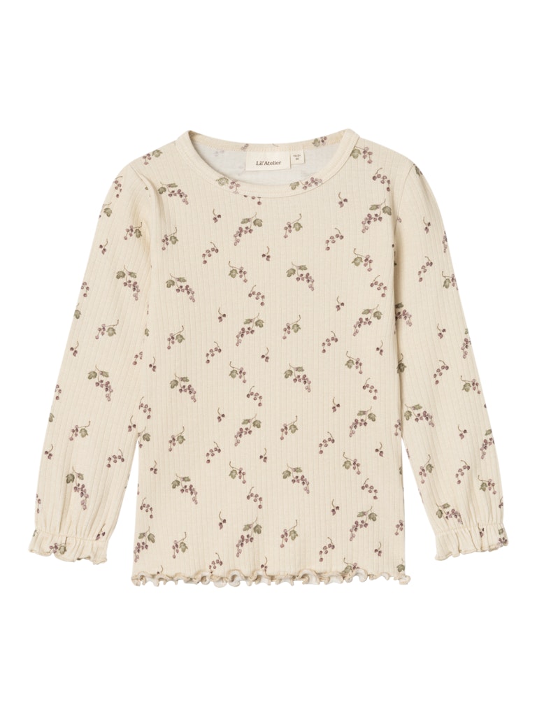 Lil Atelier - Langarmshirt mit Blumen 'NMFGIO BIM LS SLIM TOP LIL - Birch BERRIES'