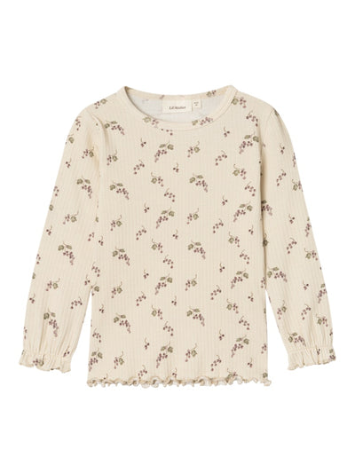 Lil Atelier - Langarmshirt mit Blumen 'NMFGIO BIM LS SLIM TOP LIL - Birch BERRIES'