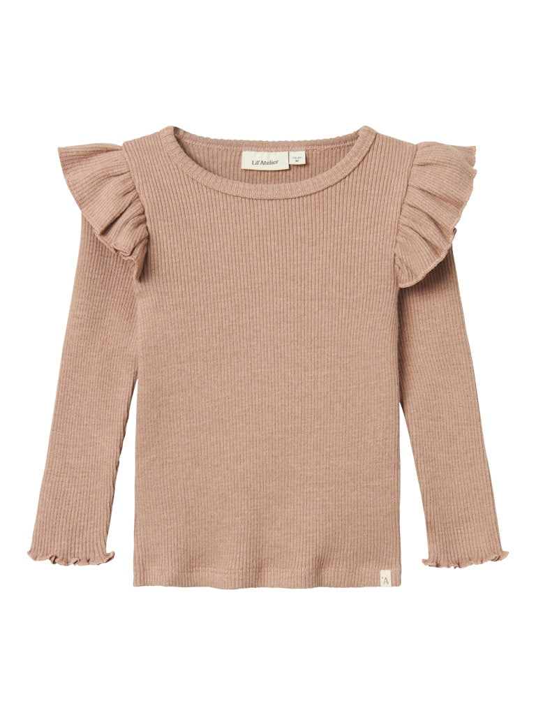Lil Atelier - Langarmshirt 'NMFSOPHIA SNI LS SLIM TOP LIL - Rugby Tan'