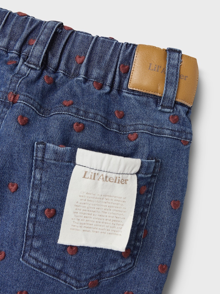 Lil Atelier - Jeans mit Herzen 'NMFLIVA LOOSE JEANS 2001-ES LIL - Dark Blue Denim HEART EMB'