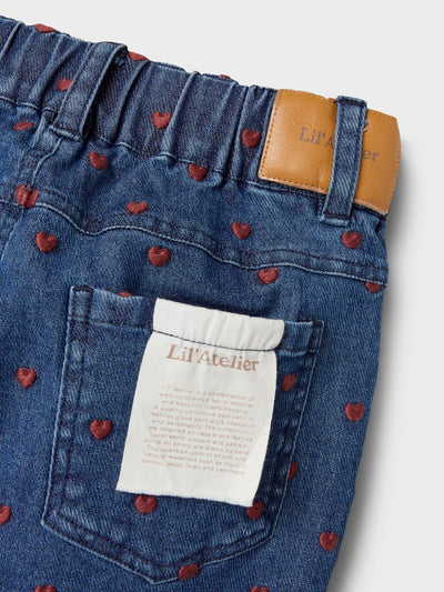 Lil Atelier - Jeans mit Herzen 'NMFLIVA LOOSE JEANS 2001-ES LIL - Dark Blue Denim HEART EMB'