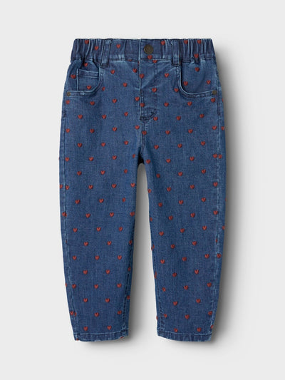 Lil Atelier - Jeans mit Herzen 'NMFLIVA LOOSE JEANS 2001-ES LIL - Dark Blue Denim HEART EMB'