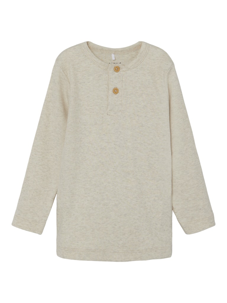 Name it - Langarmshirt in Beige 'NMMKAB LS TOP NOOS - Peyote Melange'