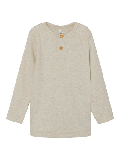 Name it - Langarmshirt in Beige 'NMMKAB LS TOP NOOS - Peyote Melange'