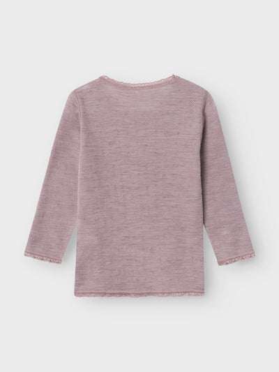 Name it - Langarmshirt 'NMFWANG WOOL NEEDLE LS TOP SOLID NOOS - Purple Dove'