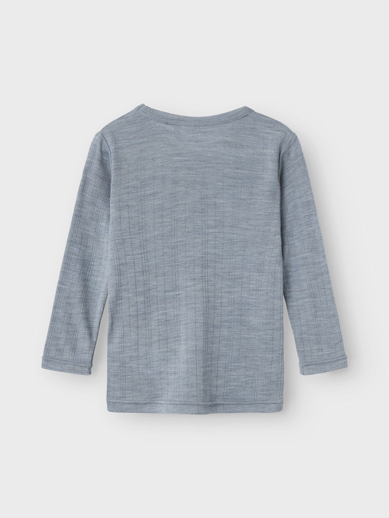 Name it - Langarmshirt 'NMMWANG WOOL NEEDLE LS TOP SOLID NOOS - Tradewinds'