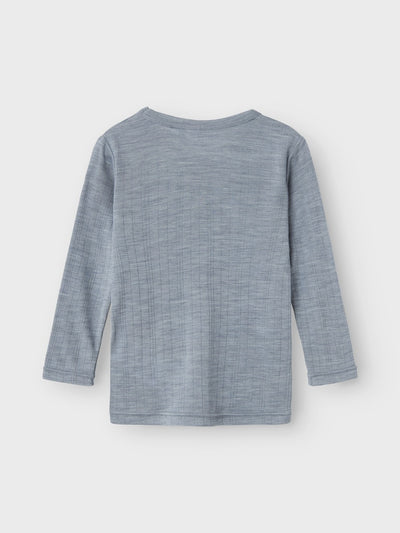 Name it - Langarmshirt 'NMMWANG WOOL NEEDLE LS TOP SOLID NOOS - Tradewinds'