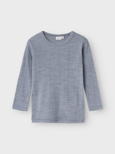 Name it - Langarmshirt 'NMMWANG WOOL NEEDLE LS TOP SOLID NOOS - Tradewinds'