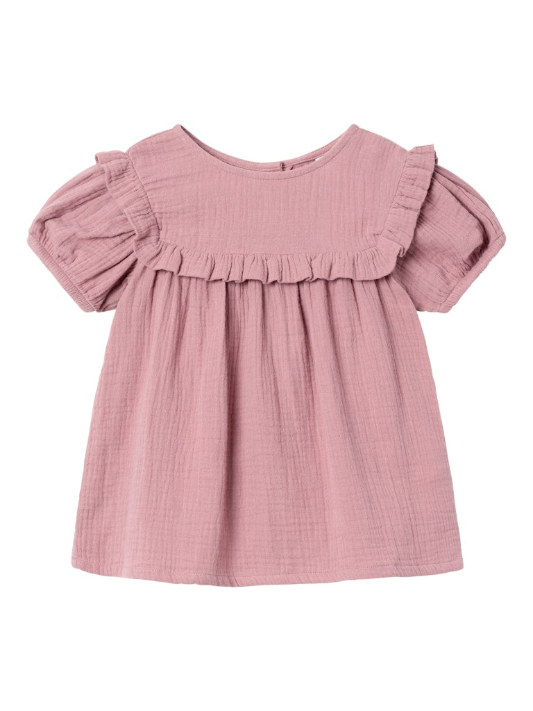 Name it - T-shirt in Musslin 'NMFHUSSI SS TOP - Nostalgia Rose'