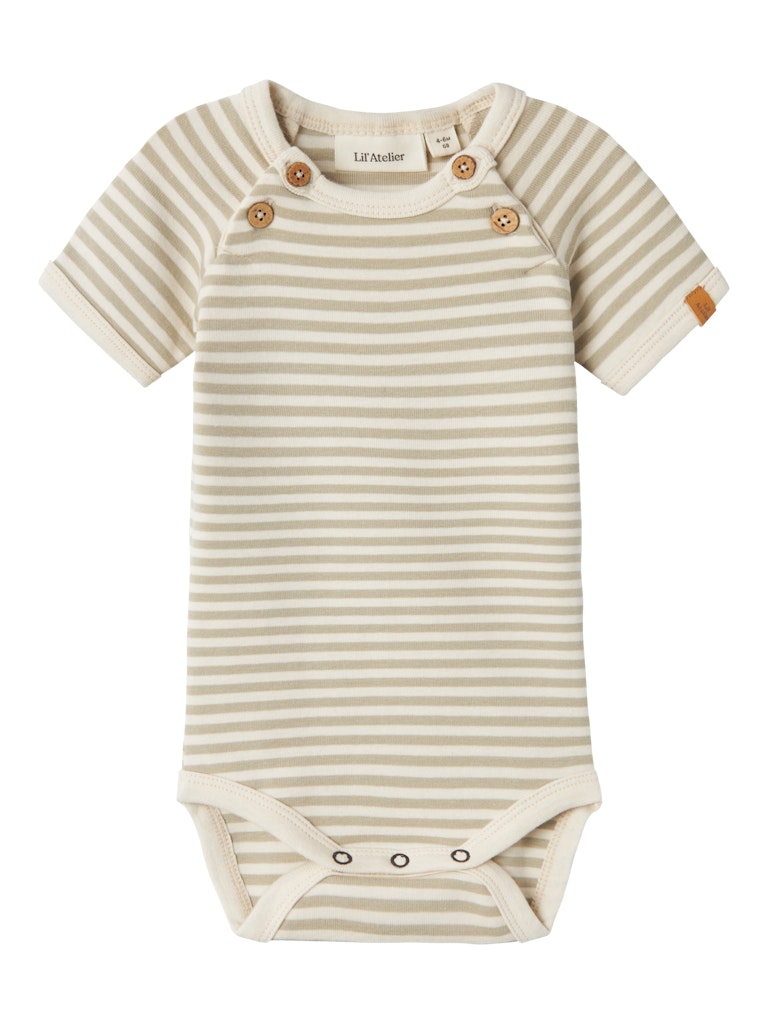 Lil Atelier - Kurzbody mit Streifen ' NBMGEO FON SS BODY LIL - Moss Gray'