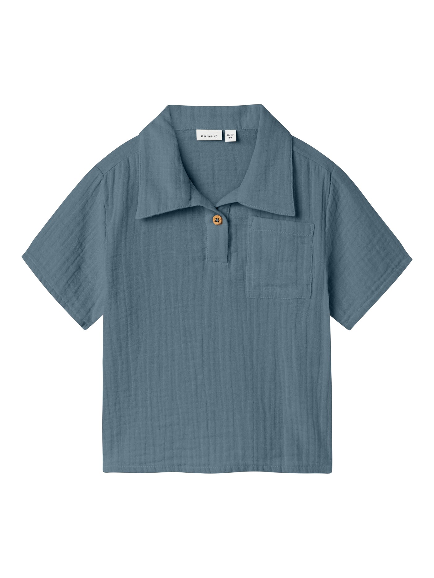 Name it - T- shirt mit Knöpfen 'NMMHEFIN NREG SS SHIRT -  Blue Mirage'