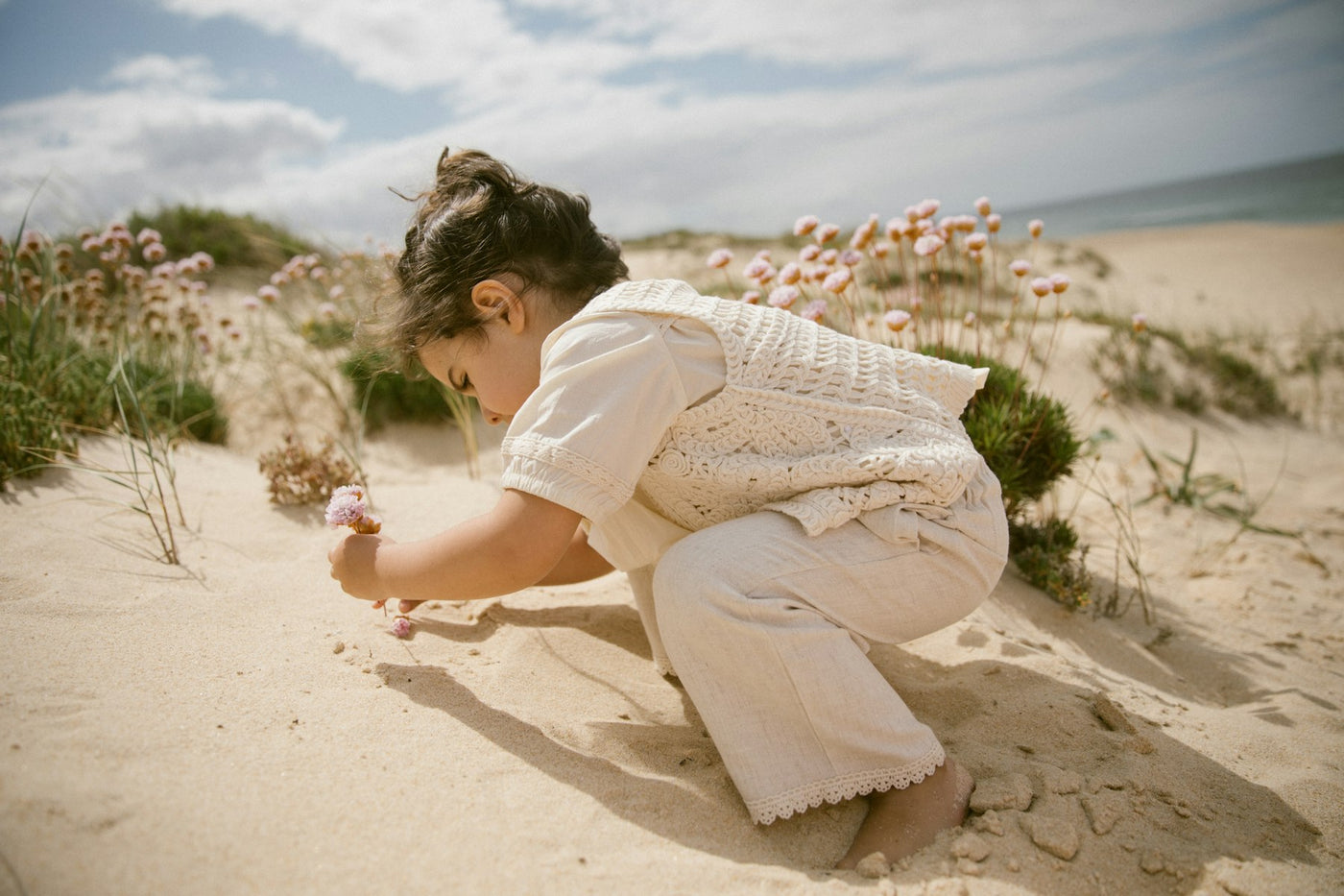 Lil Atelier - Pollunder mit Strickmuster 'NMFDAGNY LOOSE VEST LIL - Turtledove MELANGE'
