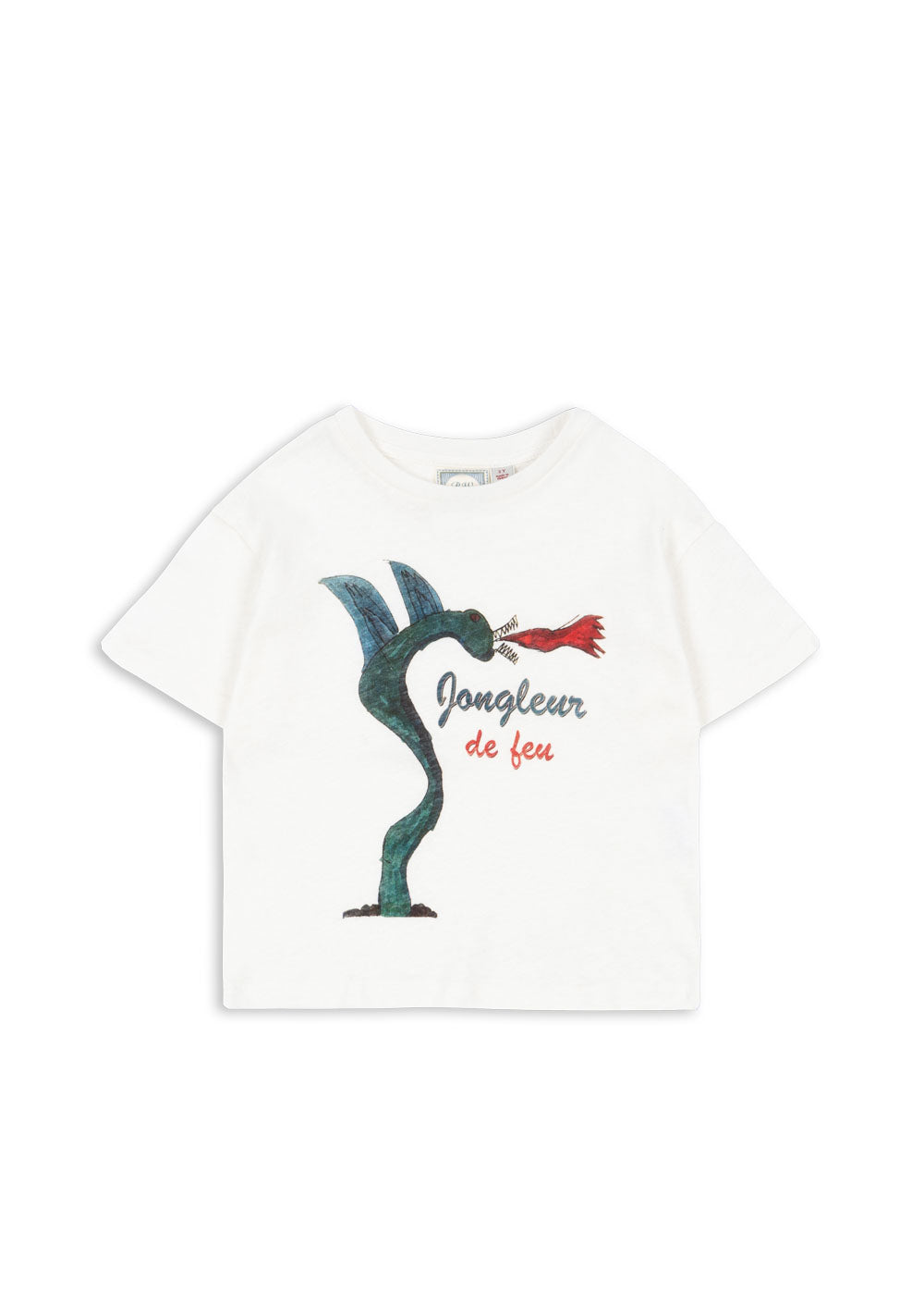 Konges Slojd - T-shirt mit Drache 'RHW X KS JONGLEUR TEE OCS - ANTIQUE WHITE'