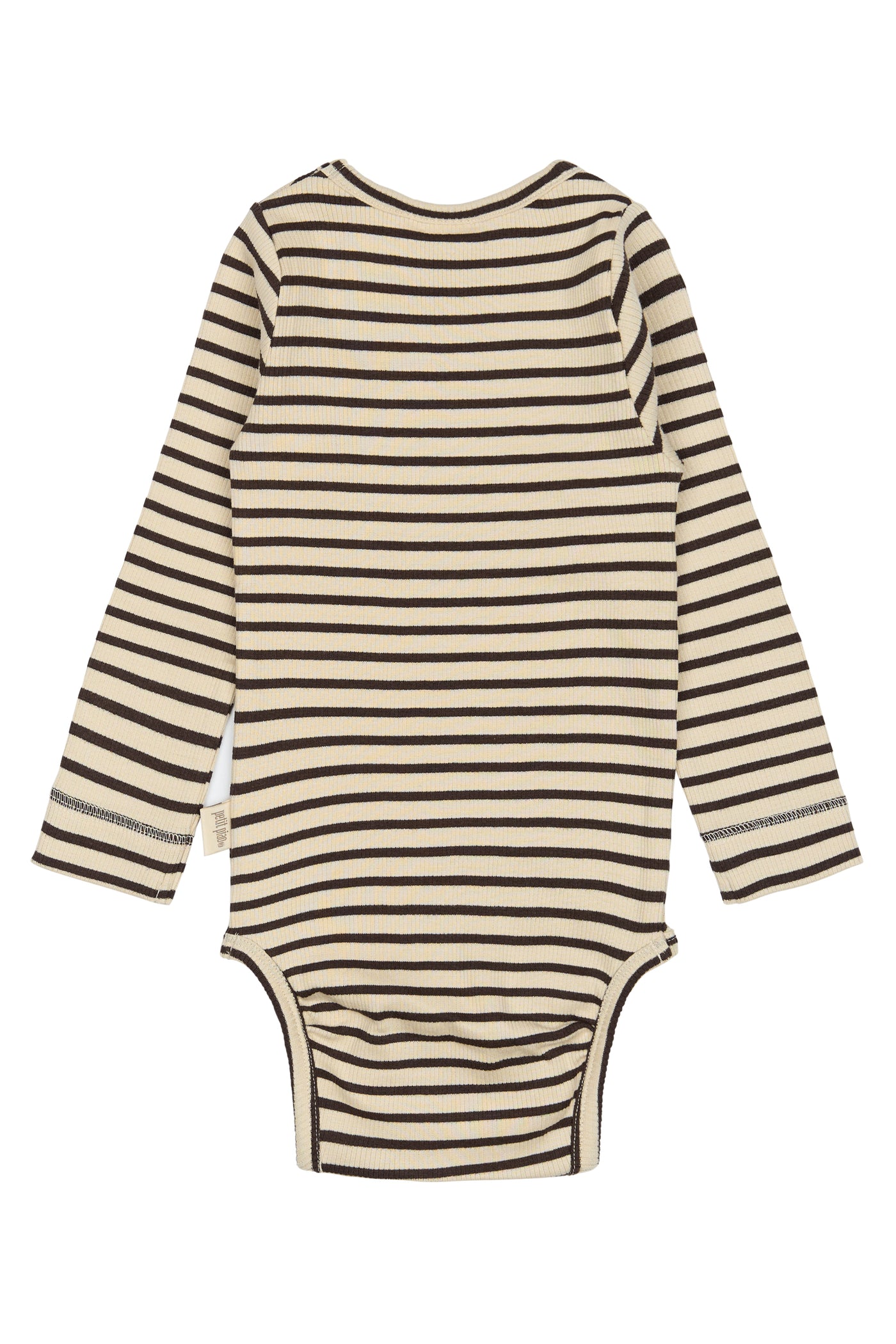 Petit Piao - Body gestreift Braun/Weiss 'Body L/S Modal Striped - Coffee bean/off'