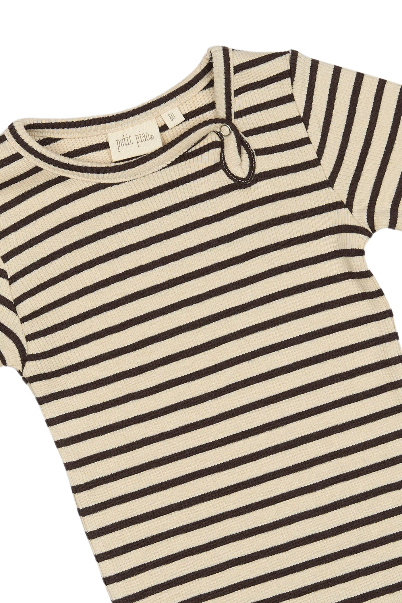 Petit Piao - Body gestreift Braun/Weiss 'Body L/S Modal Striped - Coffee bean/off'