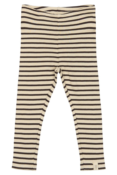 Petit Piao - Leggings mit Streifen 'Legging Modal Striped - Coffee bean/off'