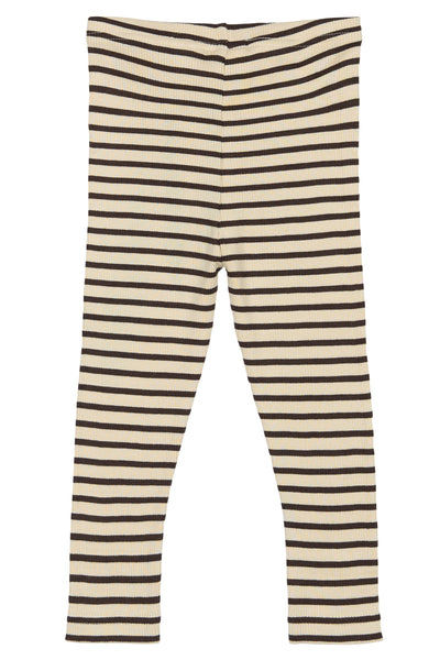 Petit Piao - Leggings mit Streifen 'Legging Modal Striped - Coffee bean/off'