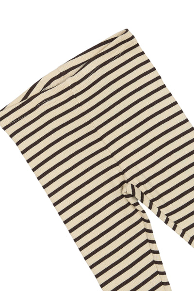 Petit Piao - Leggings mit Streifen 'Legging Modal Striped - Coffee bean/off'