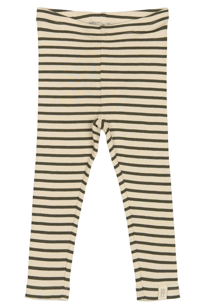 Petit Piao - Leggings mit Streifen 'Legging Modal Striped - Green leaf/off'
