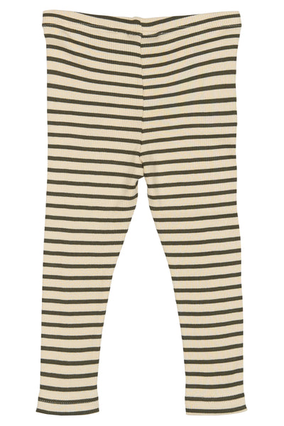 Petit Piao - Leggings mit Streifen 'Legging Modal Striped - Green leaf/off'