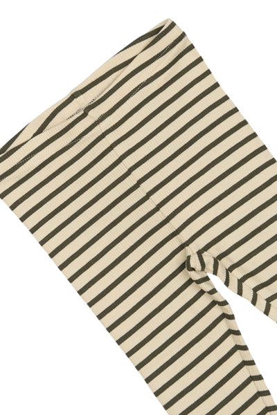Petit Piao - Leggings mit Streifen 'Legging Modal Striped - Green leaf/off'