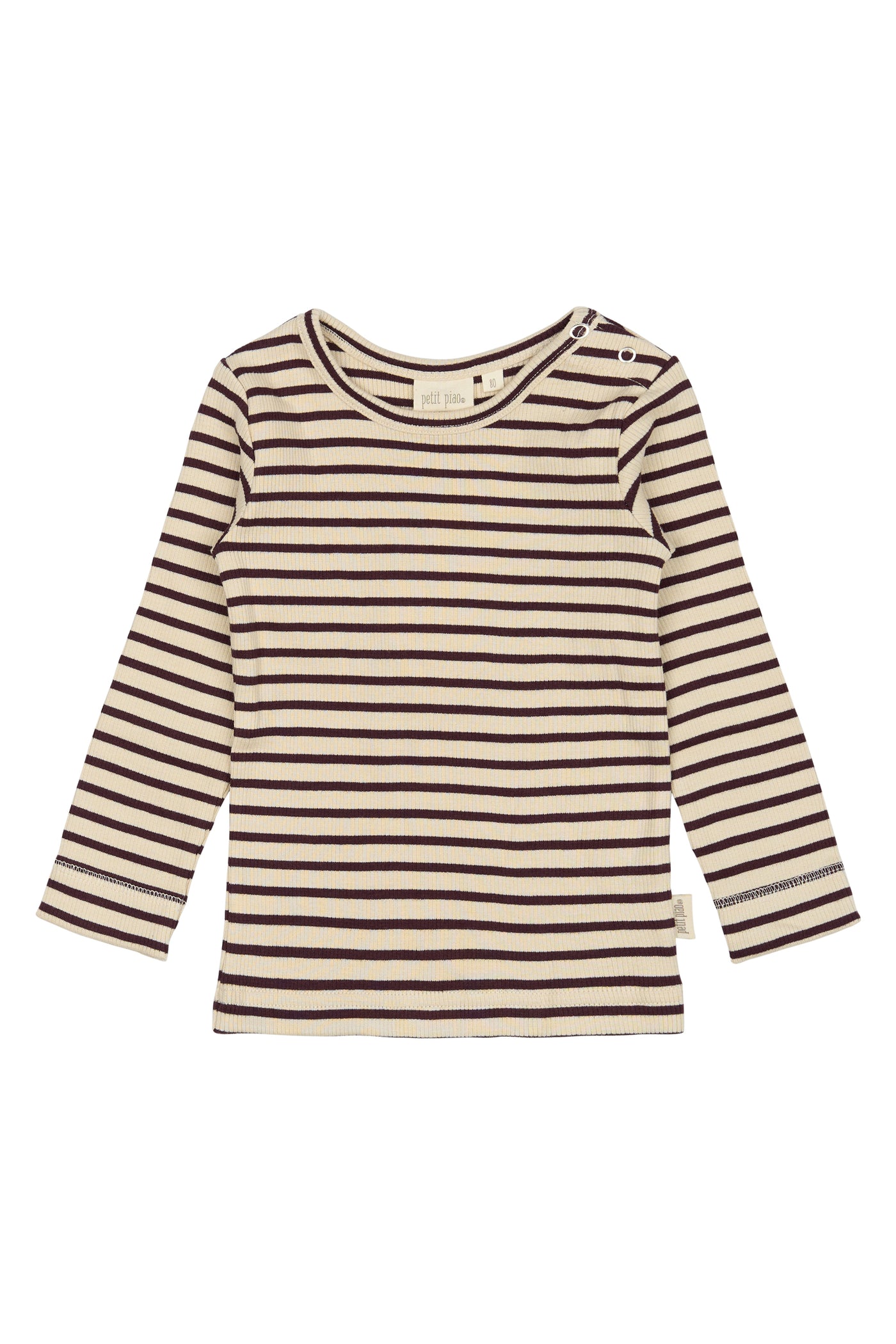 Petit Piao - Langarmshirt mit Streifen 'T-shirt L/S Modal Striped - Dark Grape/off White'