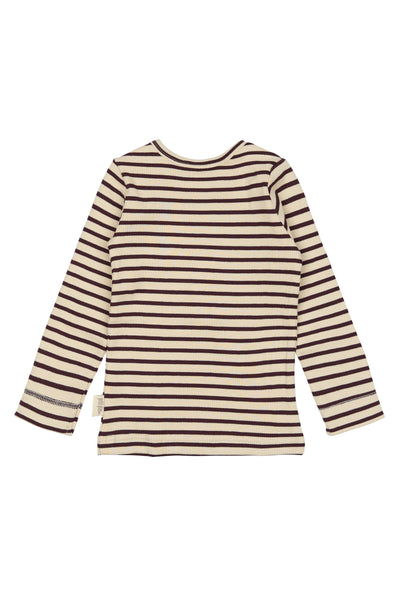 Petit Piao - Langarmshirt mit Streifen 'T-shirt L/S Modal Striped - Dark Grape/off White'