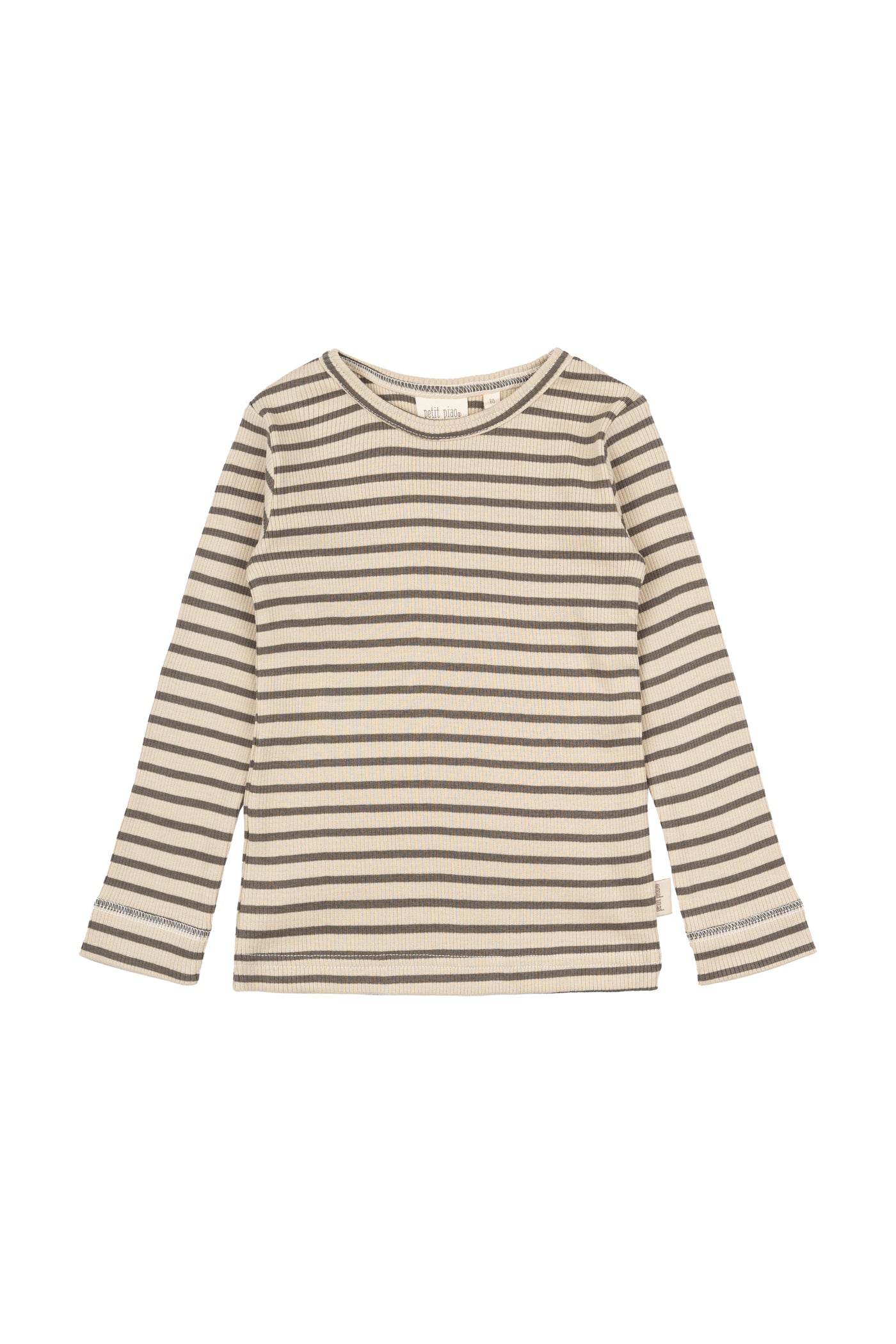 Petit Piao - Langarmshirt mit Streifen 'T-shirt L/S Modal Striped - Earth Brown/Dark Off White'
