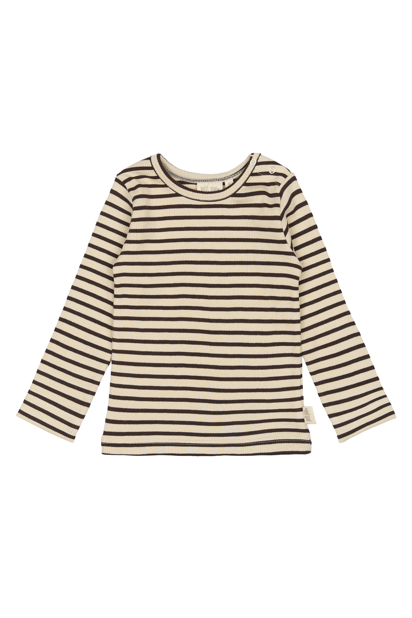 Petit Piao - Langarmshirt mit Streifen 'T-shirt L/S Modal Striped - Coffee bean/off'