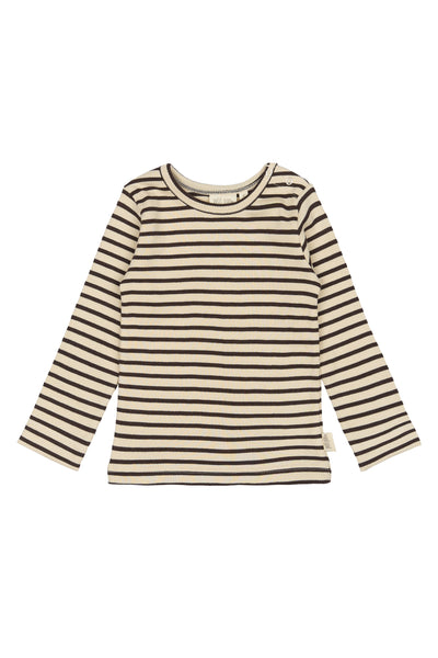 Petit Piao - Langarmshirt mit Streifen 'T-shirt L/S Modal Striped - Coffee bean/off'