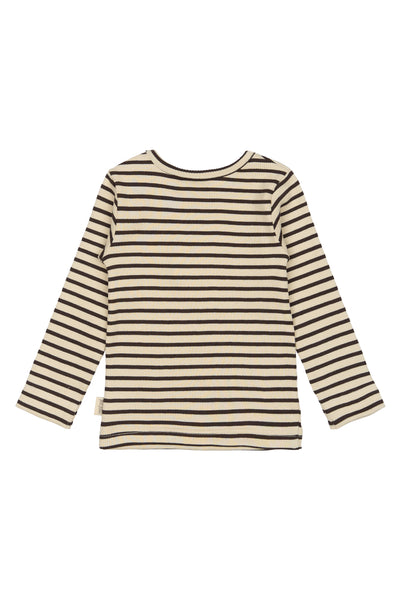 Petit Piao - Langarmshirt mit Streifen 'T-shirt L/S Modal Striped - Coffee bean/off'