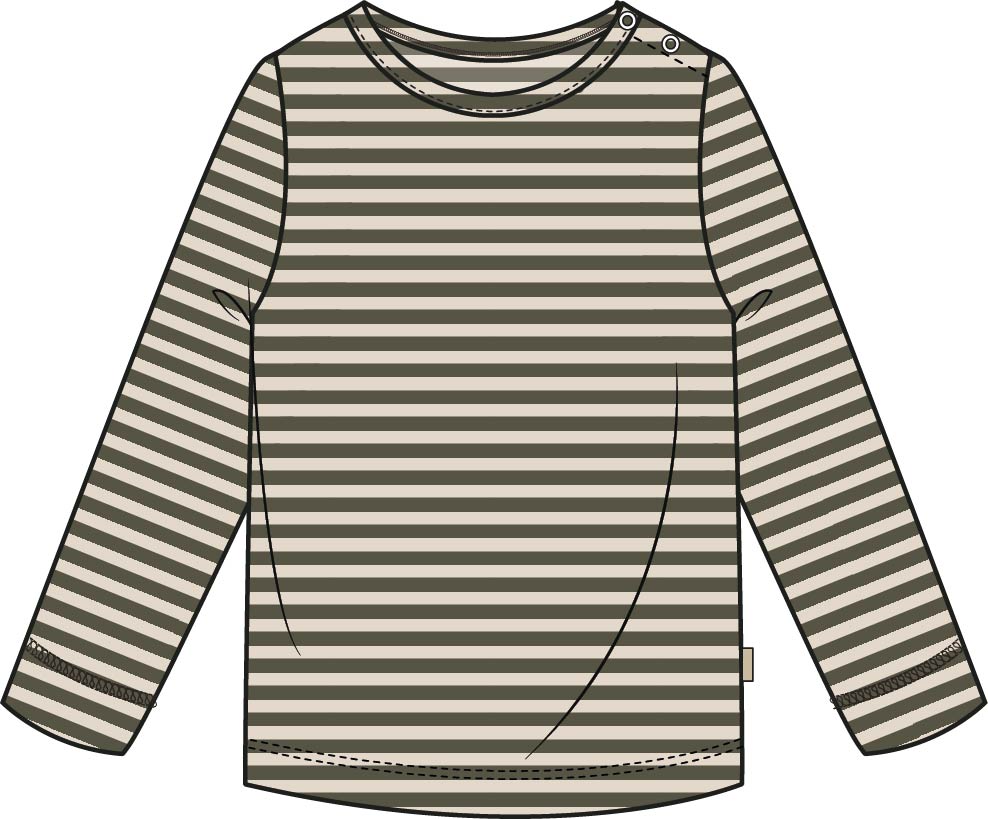Petit Piao - Langarmshirt mit Streifen 'T-shirt L/S Modal Striped - Green leaf/off'