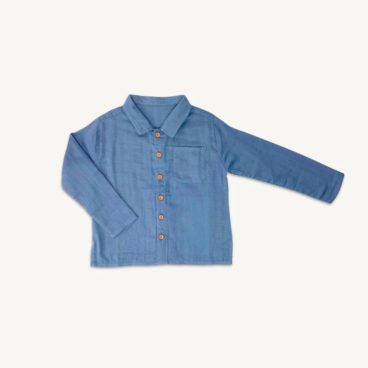 Okker-Gokker - Shirt mit Knöpfen 'MUSLIN BOYS PLAIN SHIRT - ROYAL BLUE'