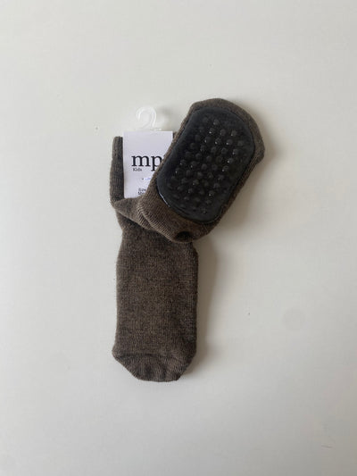 MP Denmark - Rutschfeste Socken aus Wolle 'Wool socks, anti-slip - Brown melange'
