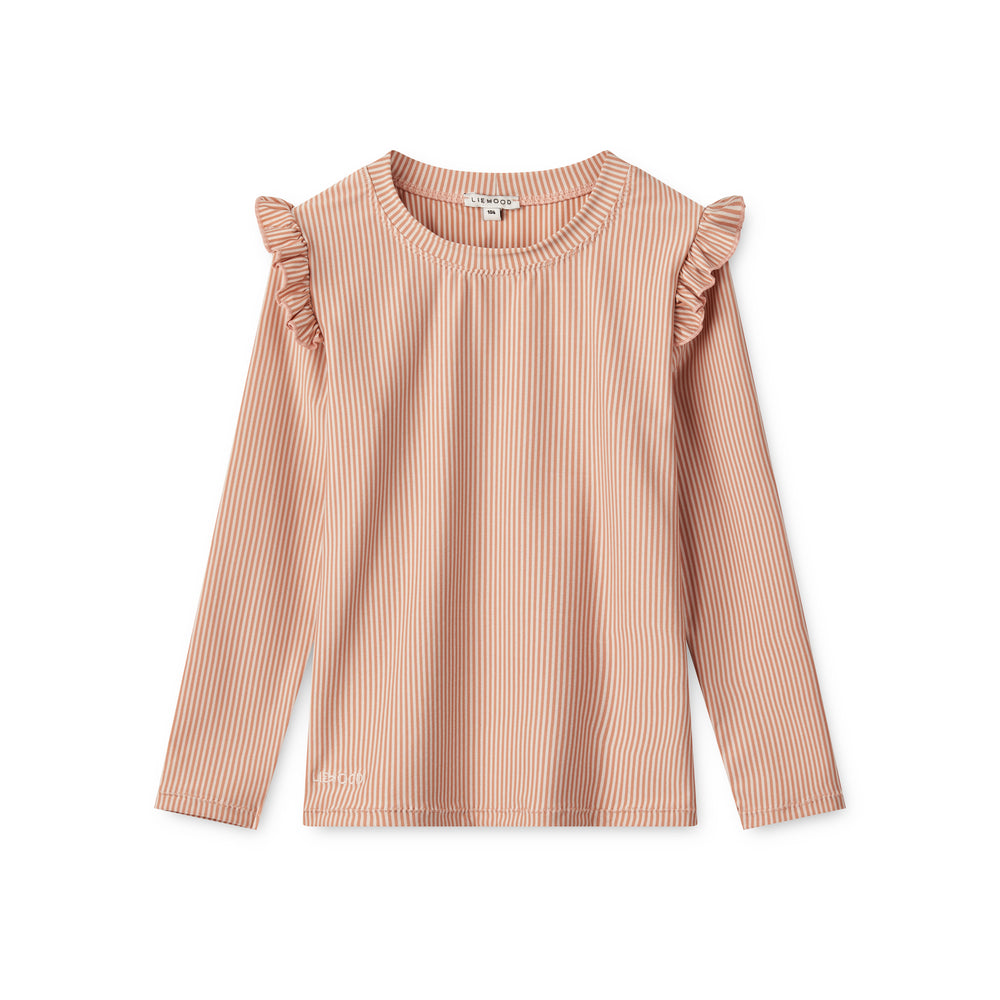 Liewood - UV Badeshirt 'Tenley Stripe Swim Tee - Tuscany rose/sandy'