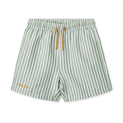 Liewood - Badehose 'Duke Striped Board Shorts - Stripe Peppermint / Crisp white'